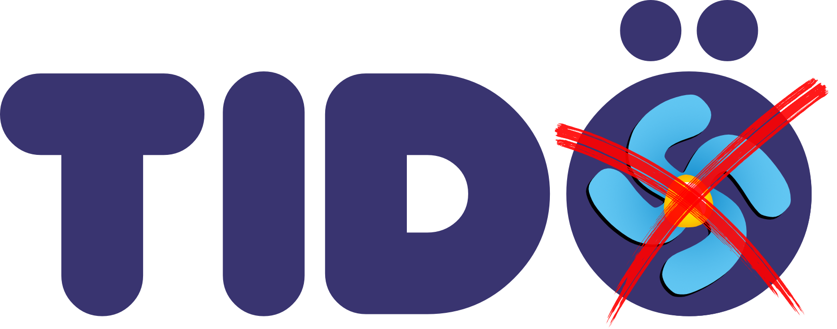 Word Tidö with a SDstika as the circle part of the ö-character with red x mark over it